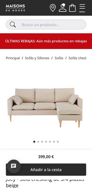 Divano Maison du Monde beige in tessuto