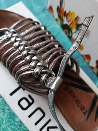 Sandalias Tankka Plata Tiras Talla 38