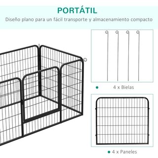 Jaula Perros 4 Vallas con Puerta Negra