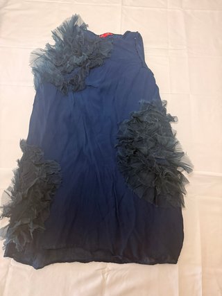 Vestido azul con volantes de tul K-Derhy - Talla M
