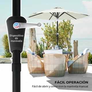 Sombrilla Jardín Ø230 Ajustable Impermeable Crema