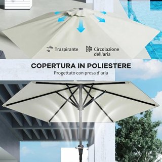 Sombrilla Jardín Ø230 Ajustable Impermeable Crema