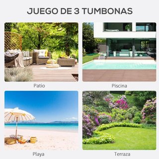 2 Tumbonas Jardín con Mesa Vidrio Negra Exterior