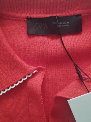 Polo Zara Rojo Manga Corta Talla M