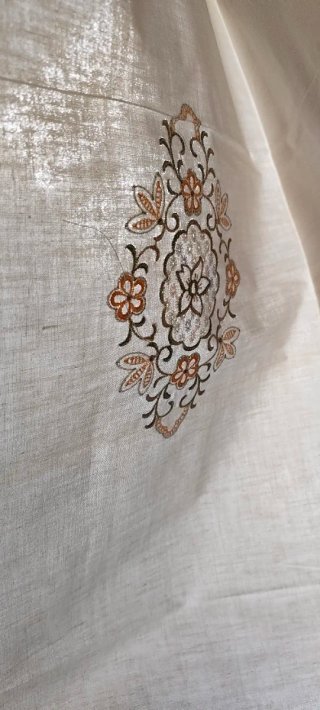 Lenzuolo matrimoniale cotone panna ricamato nuovo