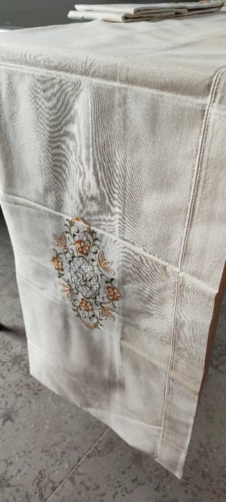 Lenzuolo matrimoniale cotone panna ricamato nuovo