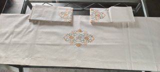 Lenzuolo matrimoniale cotone panna ricamato nuovo