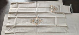 Lenzuolo matrimoniale cotone panna ricamato nuovo