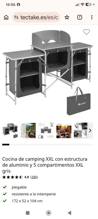 Mesa de camping plegable Tectake gris