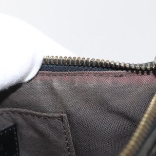 FENDI Zucchino Canvas Chain Shoulder Bag Black