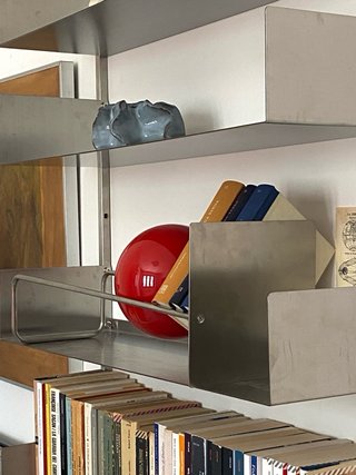 Ferma Libri Design Space Age Moderno, Acciaio Inox