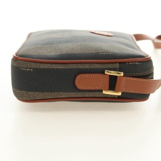 FENDI Pecan Canvas Shoulder Bag PVC Brown Black