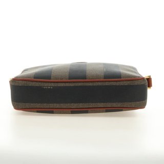 FENDI Pecan Canvas Shoulder Bag PVC Brown Black