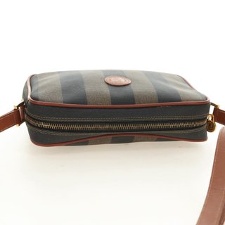 FENDI Pecan Canvas Shoulder Bag PVC Brown Black