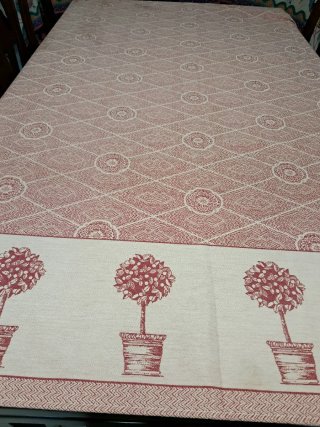 Tovaglia Rettangolare Beige e Rossa