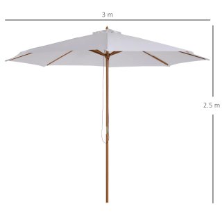 Ombrellone da Giardino 3x2.5 m con Palo in Legno a