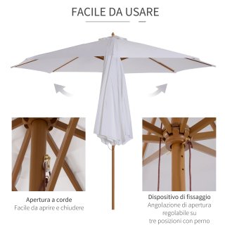 Ombrellone da Giardino 3x2.5 m con Palo in Legno a