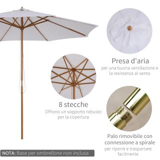 Ombrellone da Giardino 3x2.5 m con Palo in Legno a