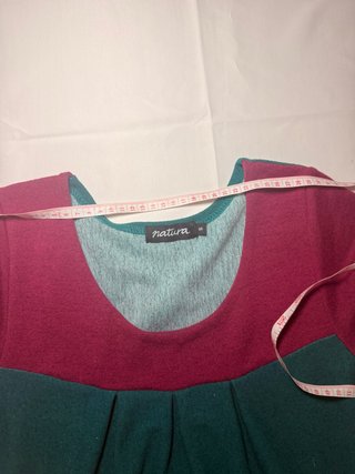 Vestido verde y fucsia con estampado de gatos S