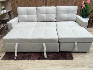 Sofá Cama Chaise Longue Beige con Arcón