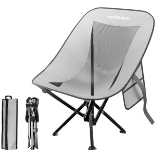 Wiltec | Sedia Campeggio Pieghevole Grigio Nero · Tessuto