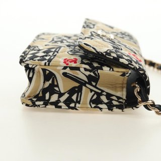 CHANEL Matelasse Chain Shoulder Pouch Nylon Beige