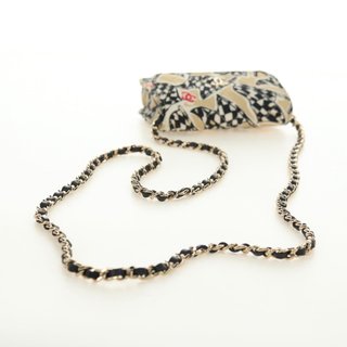 CHANEL Matelasse Chain Shoulder Pouch Nylon Beige