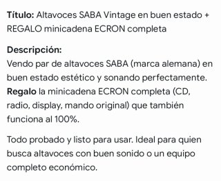 Altavoces SABA vintage + REGALO Minicadena Ecron