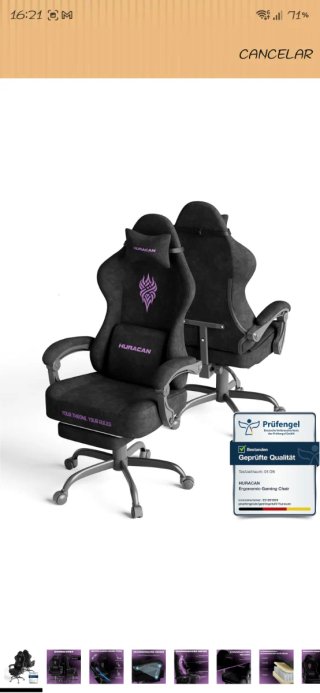 Silla Gaming Huracan Negra