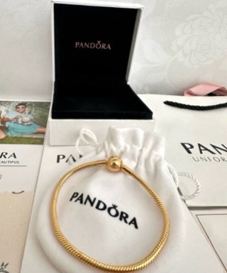 Pulsera Pandora Dorada con cierre de bola
