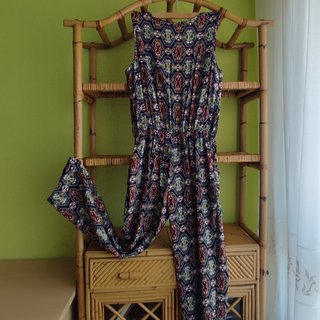 Mono largo azul estampado multicolor. Talla Única