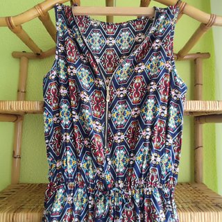 Mono largo azul estampado multicolor. Talla Única