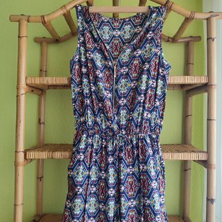 Mono largo azul estampado multicolor. Talla Única