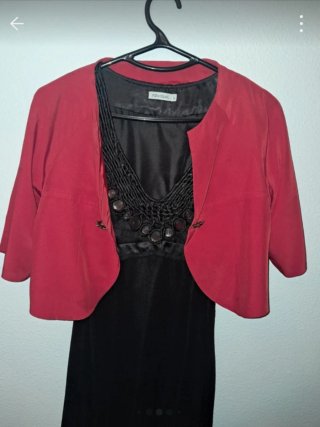 Vestido largo elegante rojo y negro