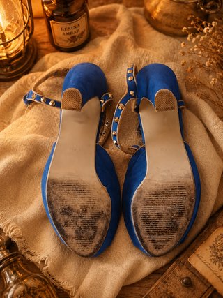 Sandalias tacón azul Klein tachuelas Talla 36