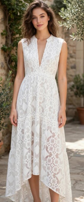Vestito elegante bianco pizzo