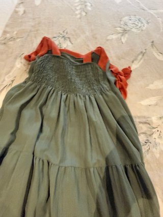 Vestido largo mujer verde y coral