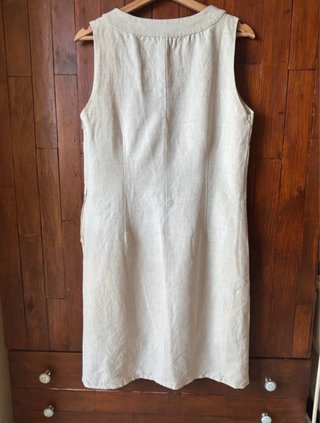 Vestito cotone lino sangallo beige 46