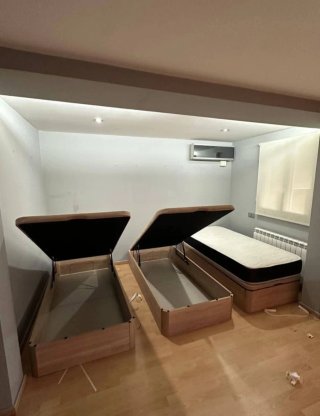 Cama canapé abatible madera y tela