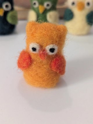 4 Gufi in lana cardata, per regalini o bomboniere