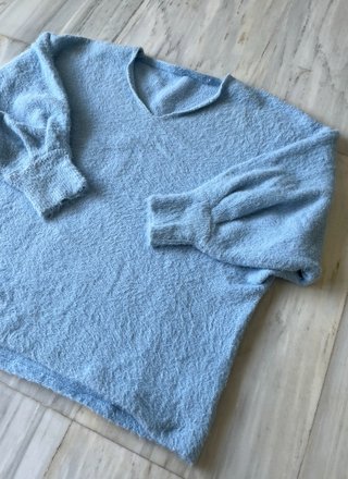 Jersey suave efecto pelo azul cielo