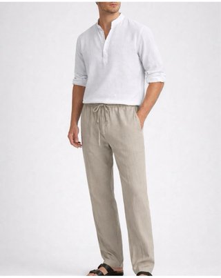 Pantalón de lino negro hombre