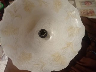 Lampadario in vetro satinato e decorato con foglie