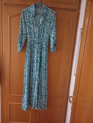 Vestido largo floral verde y blanco