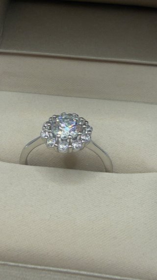 Anello fiore Moissanite GRA oro/argento