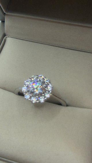 Anello fiore Moissanite GRA oro/argento
