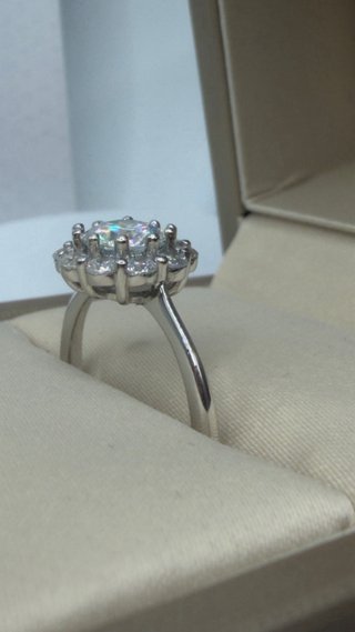 Anello fiore Moissanite GRA oro/argento