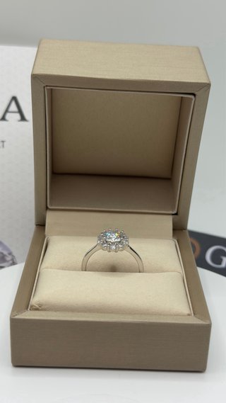 Anello fiore Moissanite GRA oro/argento