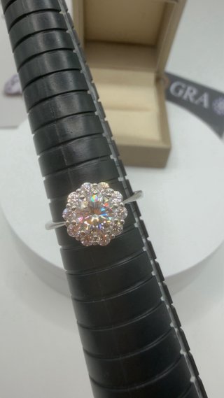 Anello fiore Moissanite GRA oro/argento