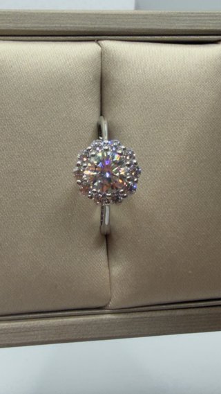 Anello fiore Moissanite GRA oro/argento
